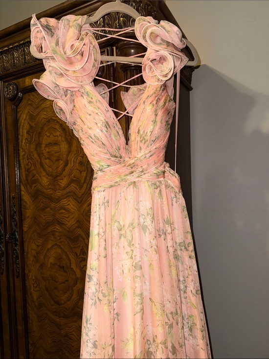 Mac Duggal Dresses & Skirts - Mac Duggal Pastel Pink Floral Ruffle Gown *hemmed*